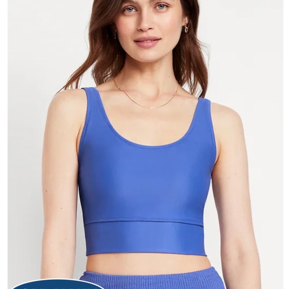 NWT Old Navy Plus Size 3X Matte Bathing Suit bikini tankini top cornflower blue